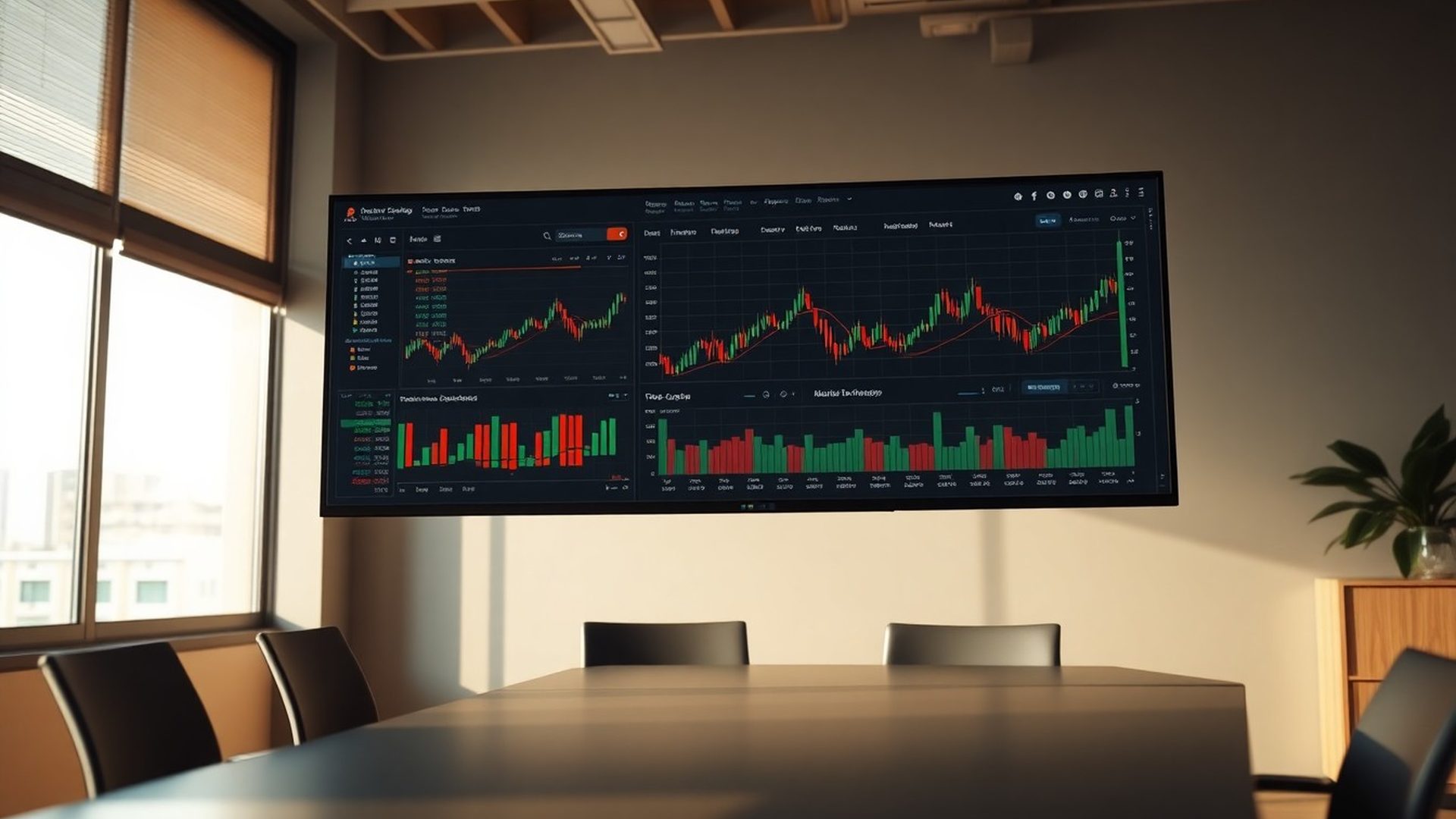 Panel de trading algorítmico Metafavourite en un monitor amplio